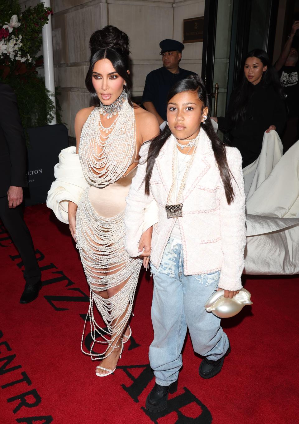 NEW YORK, NEW YORK - MAY 01: Kim Kardashian and North West are seen leaving the Ritz Hotel on May 01, 2023 in New York City. (Photo by MEGA/GC Images)