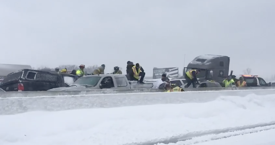 Dozens of cars pile up in crash on I-41 Sunday