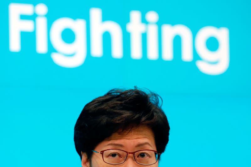 Hong Kong Chief Executive Carrie Lam speaks during a news conference in Hong Kong