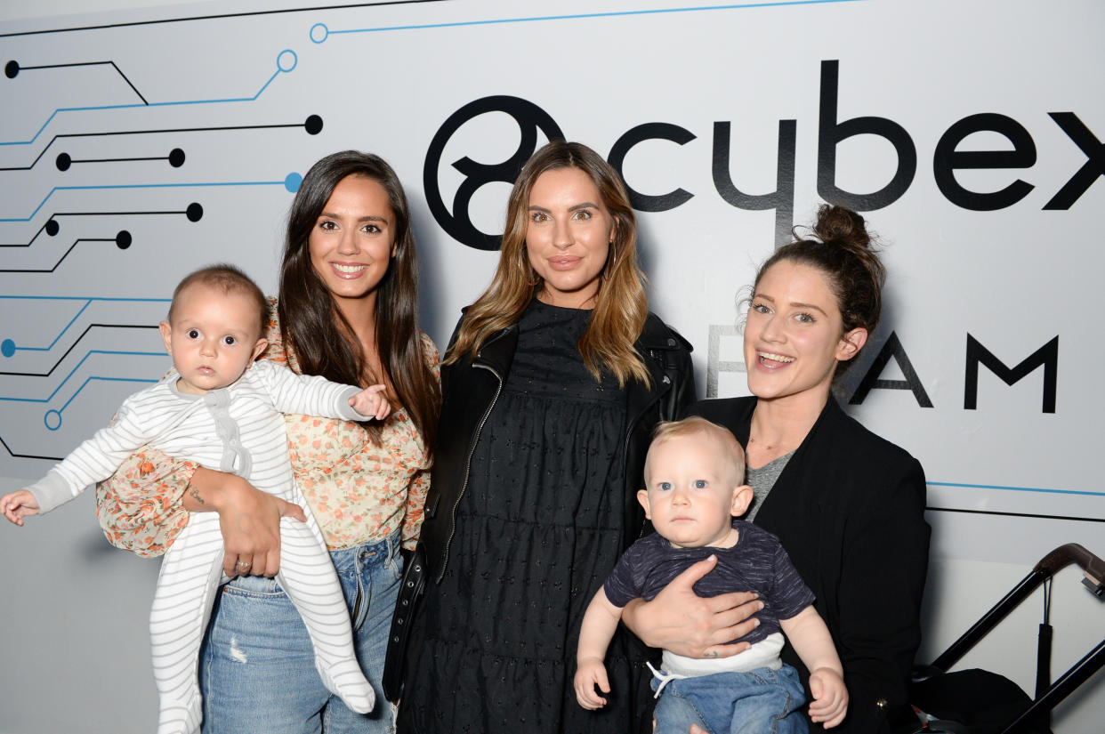 LONDON, ENGLAND - JUNE 18: Tyla Carr, Jess Shears and Katie Waissel attend the UK launch of the world's first electronic stroller, ePRIAM by Cybex on June 18, 2019 in London, England. (Photo by Nicky J Sims/Getty Images for Cybex)