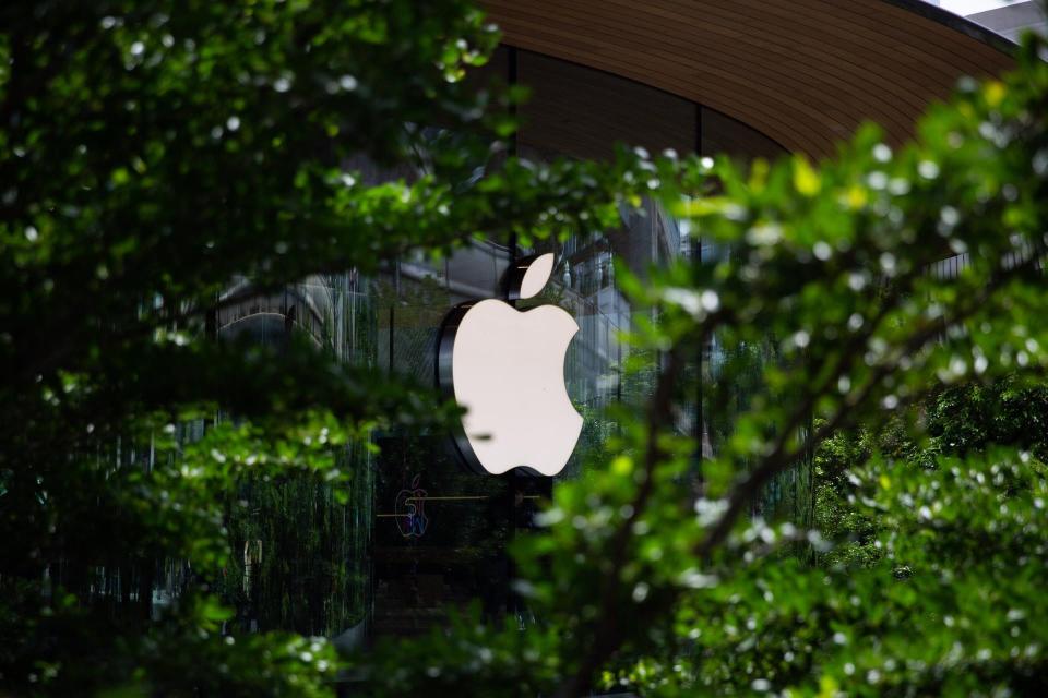 Apple logo on the front of Apple Central World.