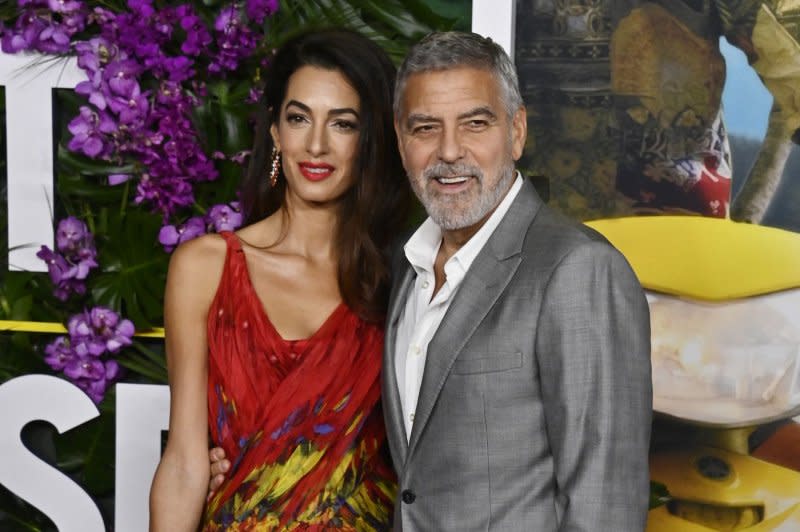 George Clooney (R) and Amal Clooney attend the Los Angeles premiere of "Ticket to Paradise" in 2022. File Photo by Jim Ruymen/UPI