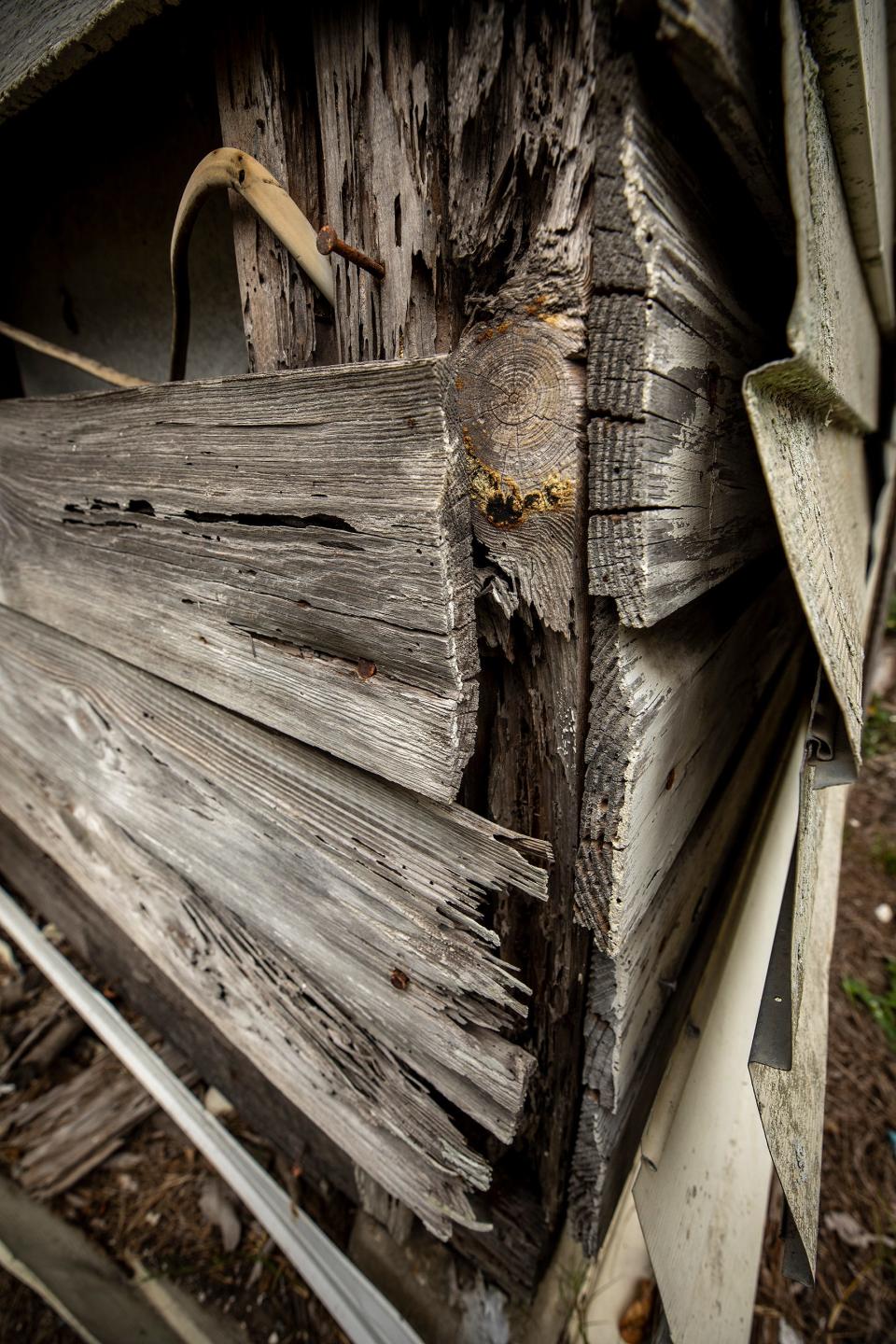 Severe deterioration shows in the exterior walls of the Colvin House in Lake Wales. The Florida Trust for Historic Preservation included the 1920 house last year on its "11 to Save," a list of the most threatened historic places in the state. The owner and a local historian hope to find funding to restore the house, one of the oldest surviving structures in the Northwest community.