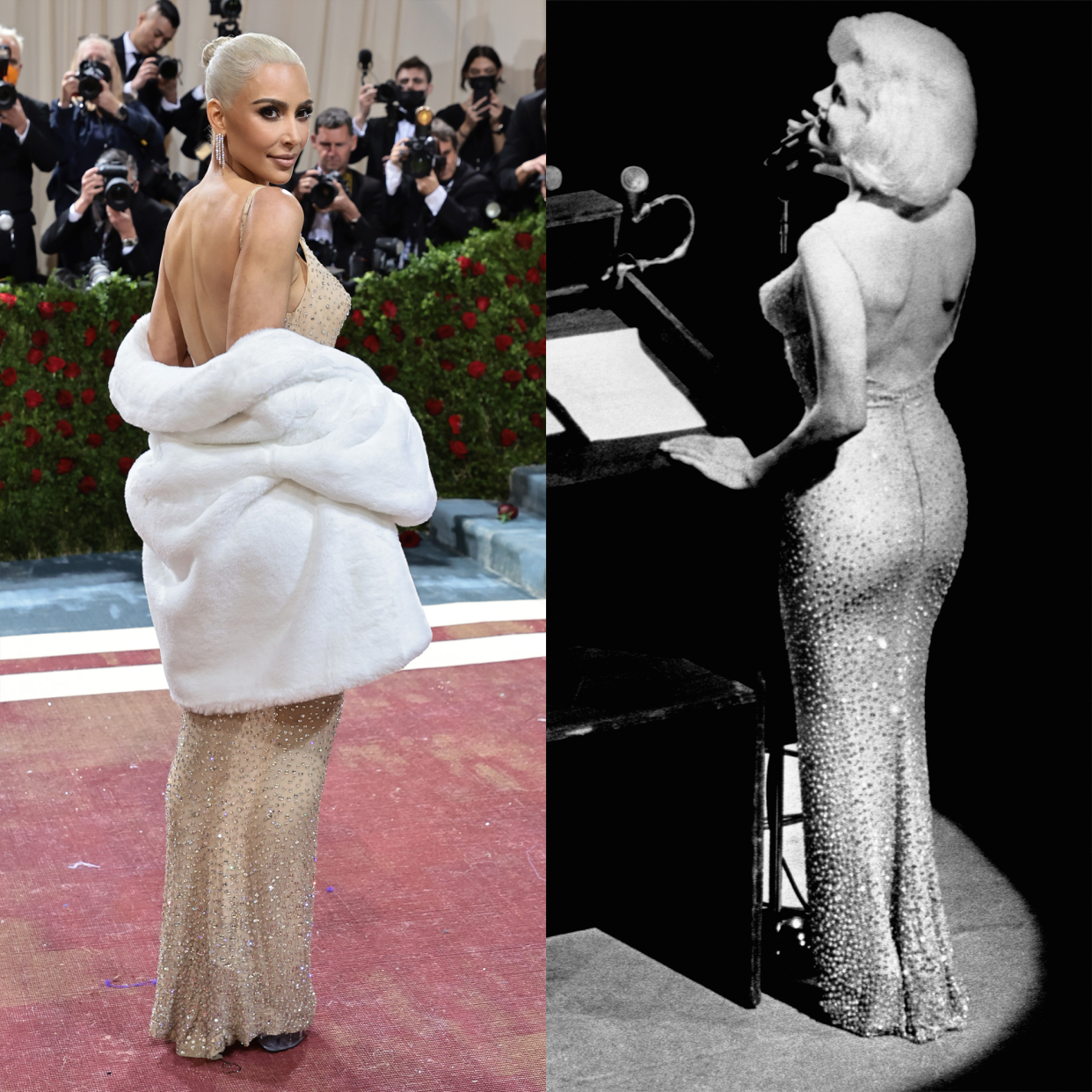 Kim Kardashian and Marilyn Monroe in birthday president dress