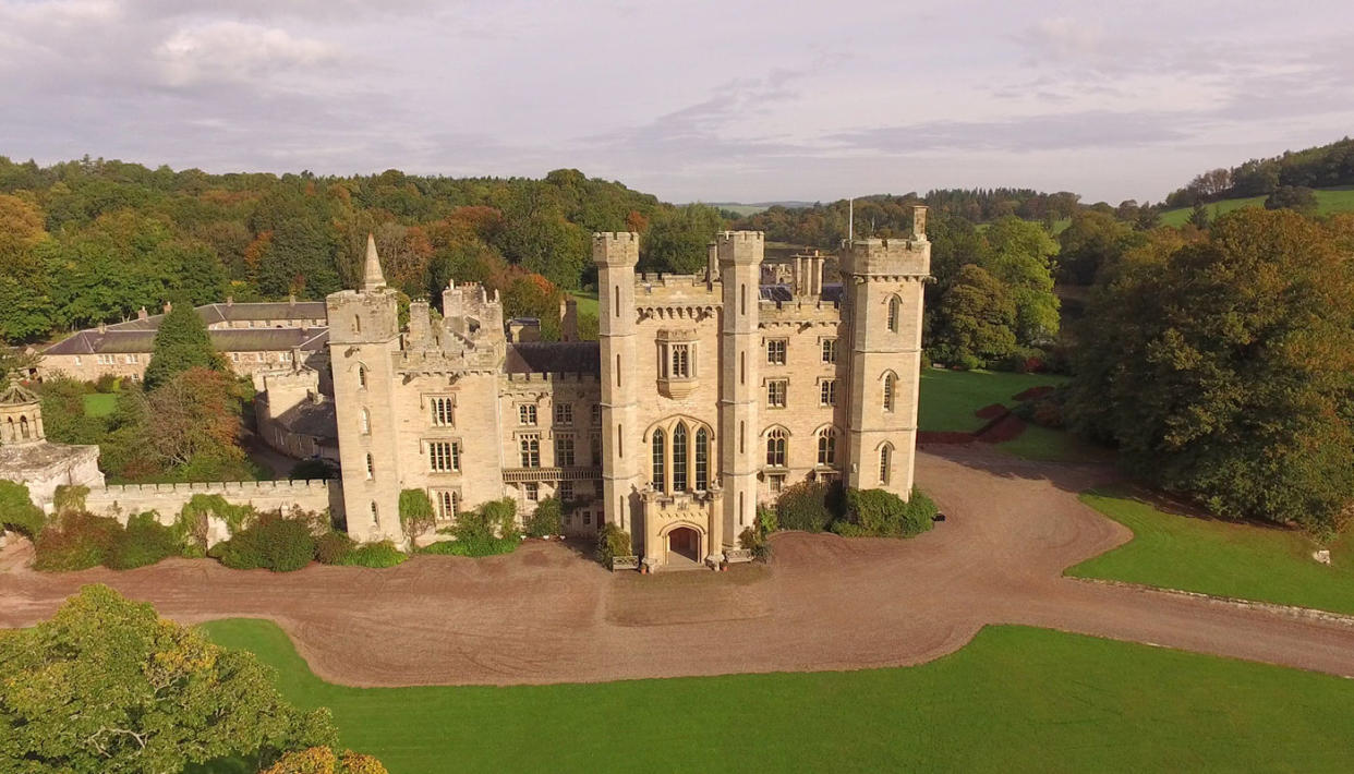 Aerial photo of Duns Castle in the beautiful Scottish Borders. (Maddi Bourgerie Home Away)