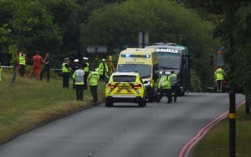 Emergency services arrive at the scene of the crash