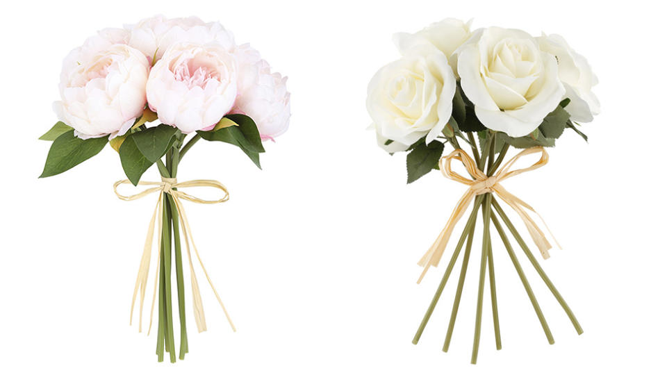 Kmart sells bunches of peonies and roses for $5 each.Photo: Kmart