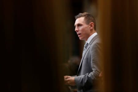 FILE PHOTO: Conservative Member of Parliament Patrick Brown speaks in the House of Commons on Parliament Hill in Ottawa October 7, 2014. REUTERS/Chris Wattie/File Photo