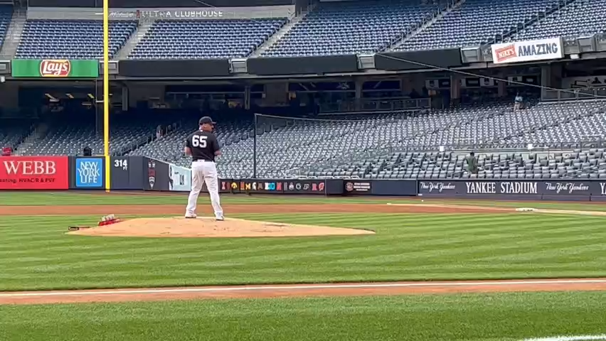 Yankees lefty Nestor Cortes (rotator cuff strain) throws a live session against Greg Allen at Yankee Stadium, Sunday.
