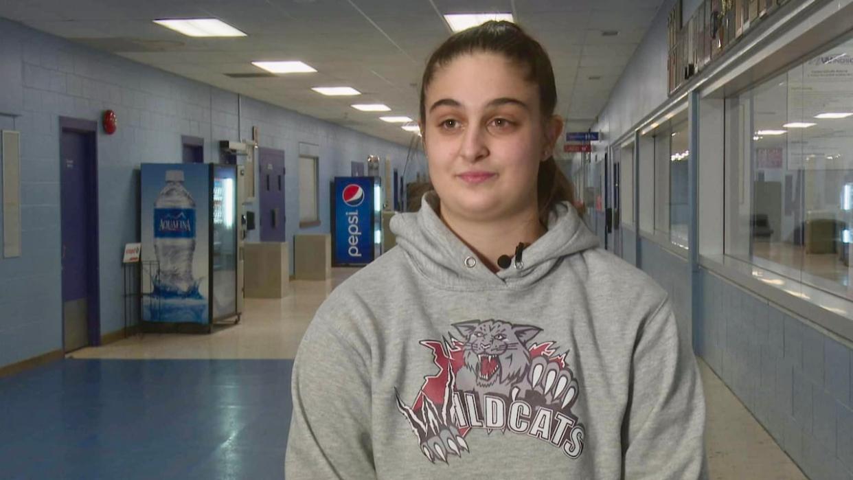 Ariella Merlino, the goalie for the Windsor Southwest Wildcats U22 team, said she has been dreaming about a professional women's league coming to fruition.   (Meg Roberts/CBC - image credit)