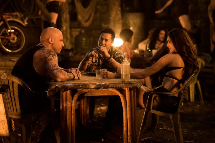 Vin Diesel, Donnie Yen and Deepika Padukone in 'xXx: Return of Xander Cage' (credit: Paramount)