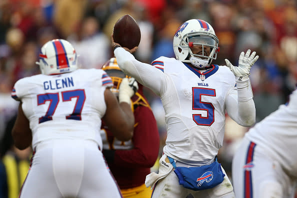 The Bills have traded QB Tyrod Taylor (R) and now Cordy Glenn as they look to shake up their offense. (Getty)