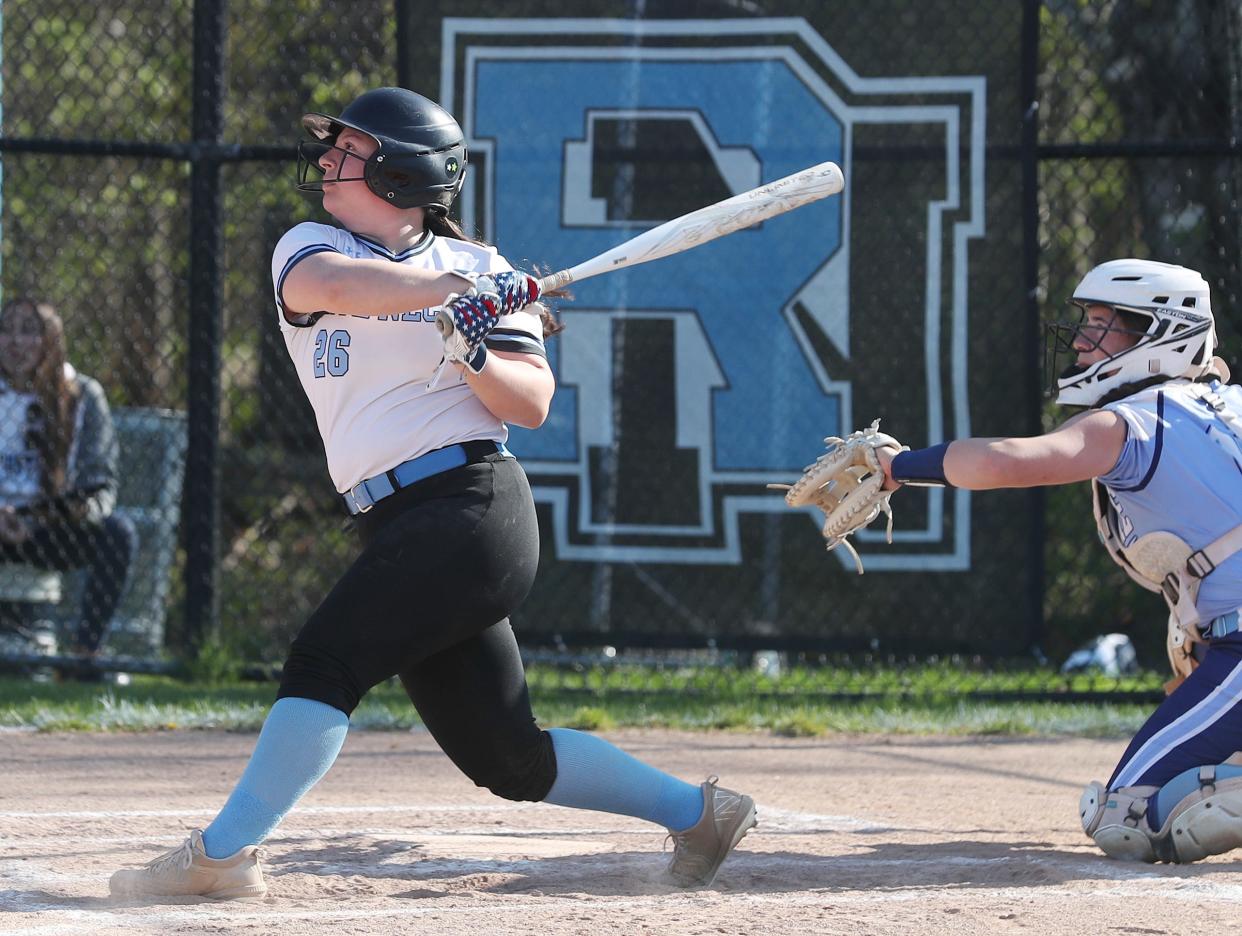 Rye Neck's Clare Picone on her way to recording a double in the Panthers' win over Westlake. She finished 3-for-3 with two doubles and four RBIs.