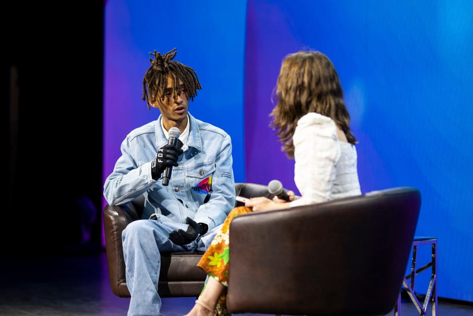 Jaden Smith speaks at the 2023 Psychedelic Science conference in Denver.