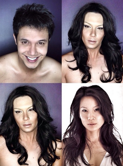 Makeup artist Paolo Ballesteros transforms himself into Lucy Liu.