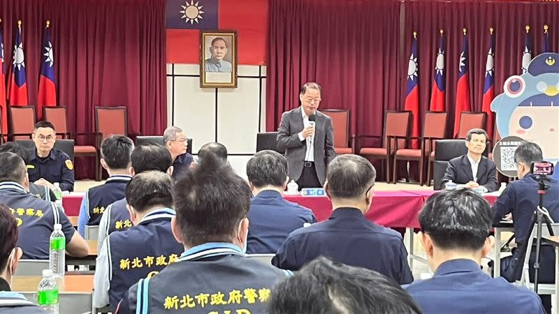 警政署長黃明昭土城主持「加強幫派情蒐檢肅以及未成年遭幫派吸收利用成為槍手」會議。（圖／記者莊淇鈞攝影）