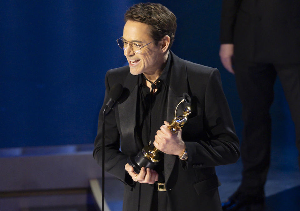 Robert Downey Jr. winning his Academy Award at the Oscars