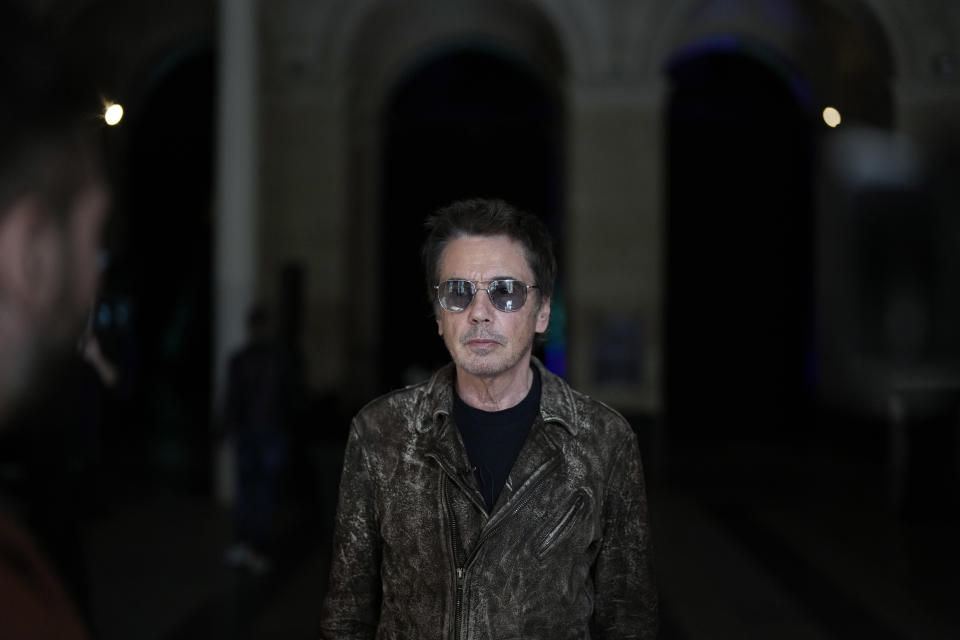 French electronic music performer Jean-Michel Jarre is interviewed by Associated Press, in Paris, Tuesday, Oct. 25, 2022. Genes — and a dash of humility — are the secrets of longevity for one of France's biggest music stars, Jean-Michel Jarre, the septuagenarian electronic music pioneer who's sold over 85 million records and is still going strong. (AP Photo/Thibault Camus)