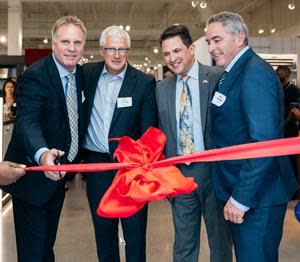 From left to right: Eric Beam, Senior Director, The Brick – Commercial Division; David West, Mayor of Richmond Hill; Michael Gnat, Midnorthern Appliance; Mike Walsh, President & CEO, LFL Group