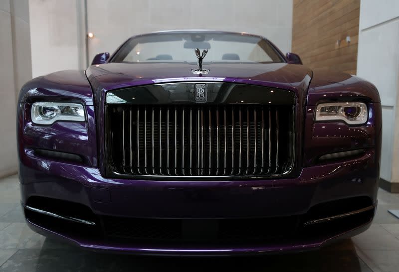 Rolls-Royce Black Badge Dawn car is seen at a dealership in London