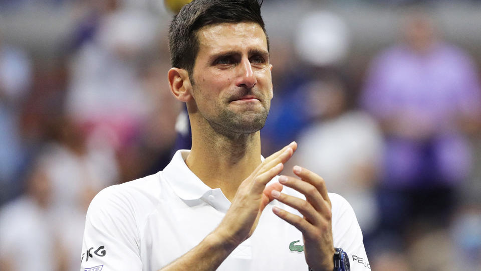 Tennis world No.1 Novak Djokovic's anti-vaccination stance could be put to the test next year, with the Victorian state government to consider mandatory vaccines for visiting international athletes.` (Photo by KENA BETANCUR/AFP via Getty Images)