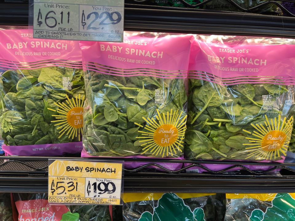 Bagged spinach at Trader Joe's 