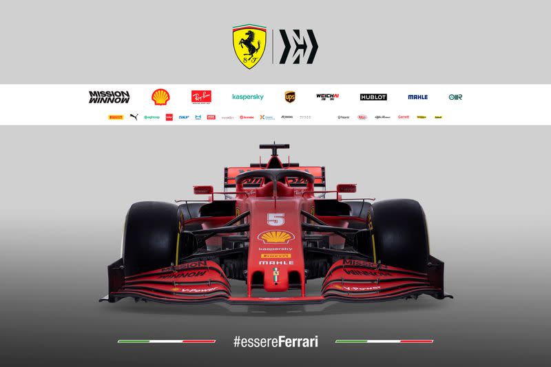 The new Ferrari Formula One race car is pictured in this handout photo