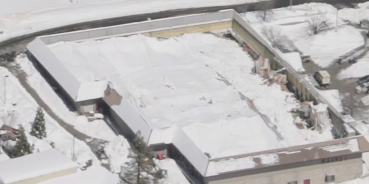 Collapsed roof of Crestline's Goodwin and Sons Market