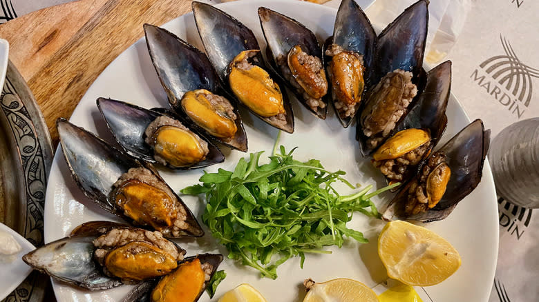 Plate of stuffed mussels