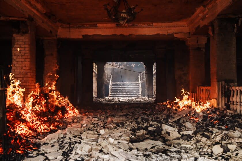 LYSYCHANSK, UKRAINE -- JUNE 5, 2022: A school is destroyed by bombardment in Lysychansk, Ukraine, Sunday, June 5, 2022. (MARCUS YAM / LOS ANGELES TIMES)