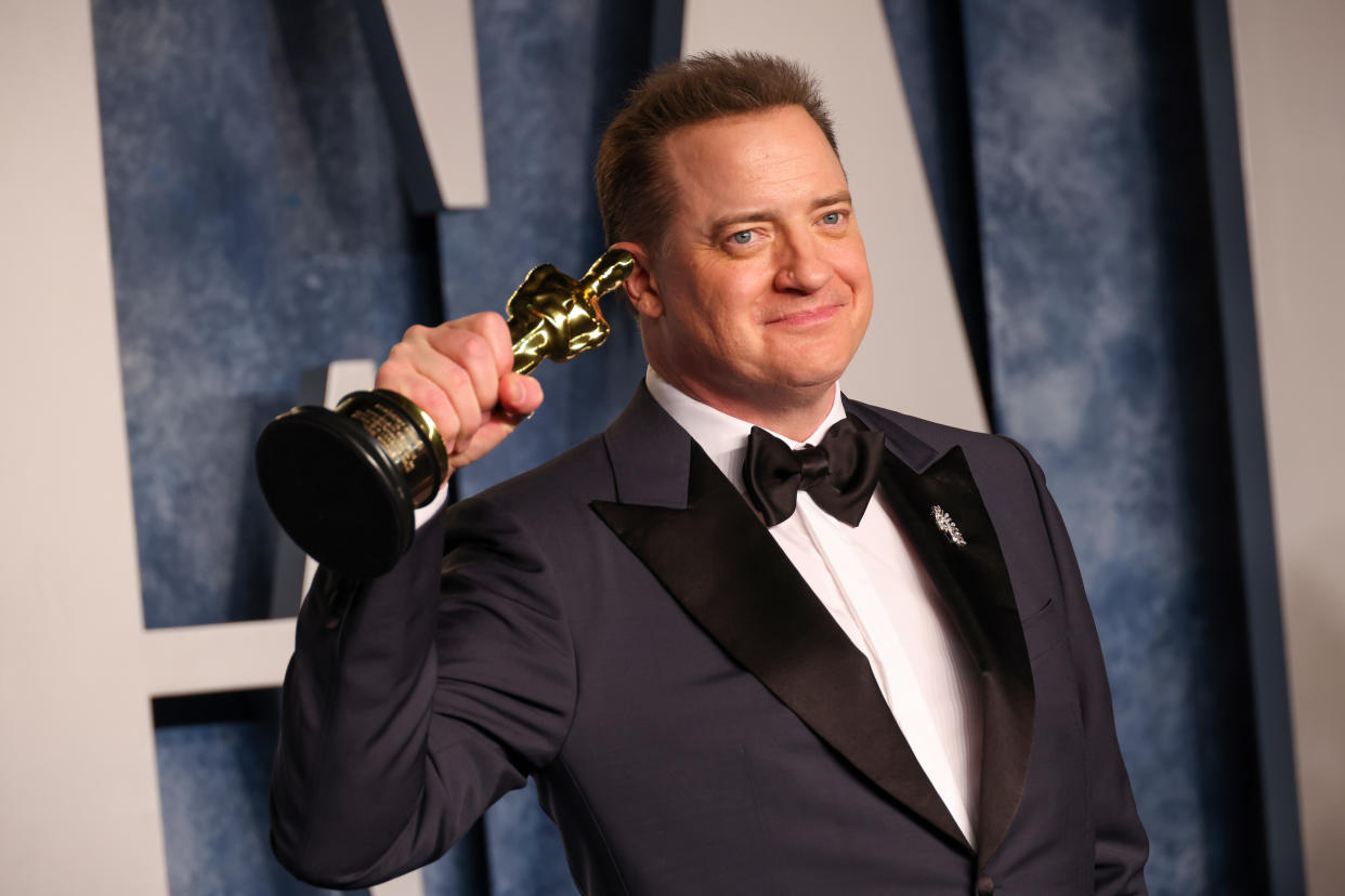 BEVERLY HILLS, CALIFORNIA - MARCH 12: Brendan Fraser attends the 2023 Vanity Fair Oscar Party Hosted By Radhika Jones at Wallis Annenberg Center for the Performing Arts on March 12, 2023 in Beverly Hills, California. (Photo by John Shearer/WireImage)