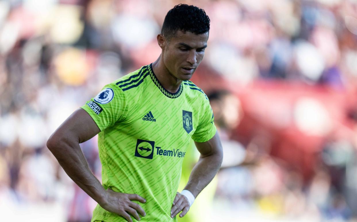 Cristiano Ronaldo of Manchester United reacts during the Premier League match between Brentford FC and Manchester United at Brentford Community Stadium on August 13, 2022 in Brentford, United Kingdom - Getty Images Europe 