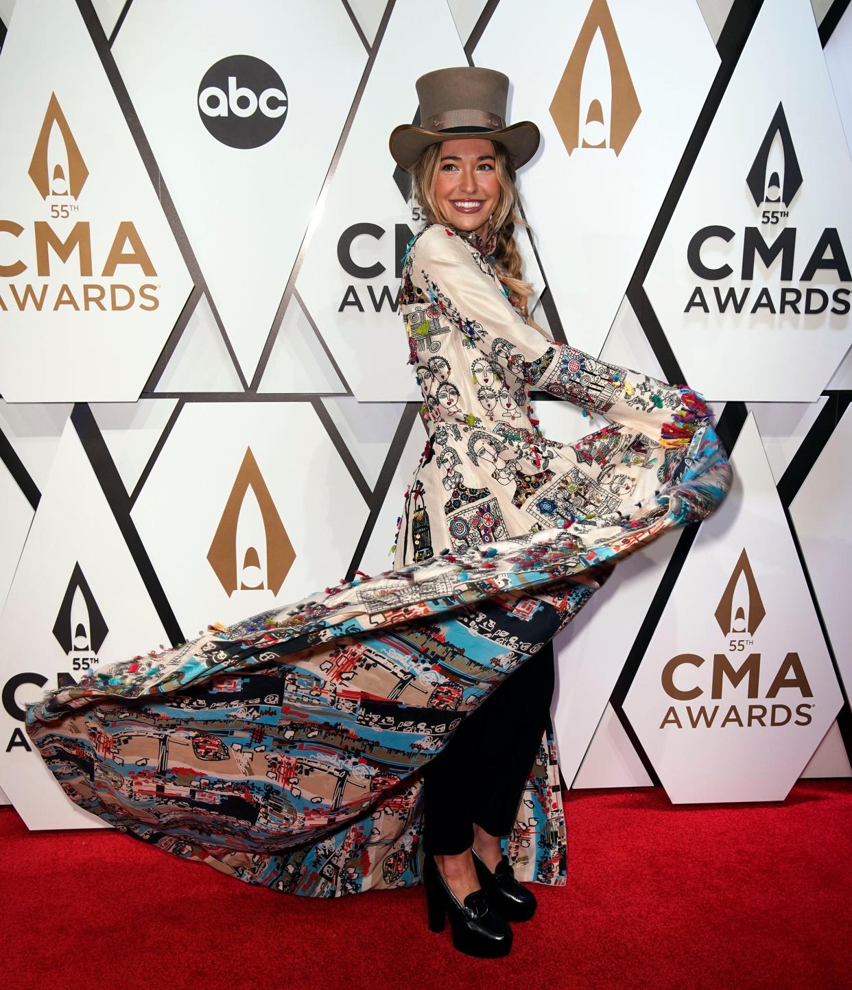 Lauren Daigle arrives for the 55th CMA Awards at Bridgestone Arena Wednesday, Nov. 10, 2021 in Nashville, Tenn.