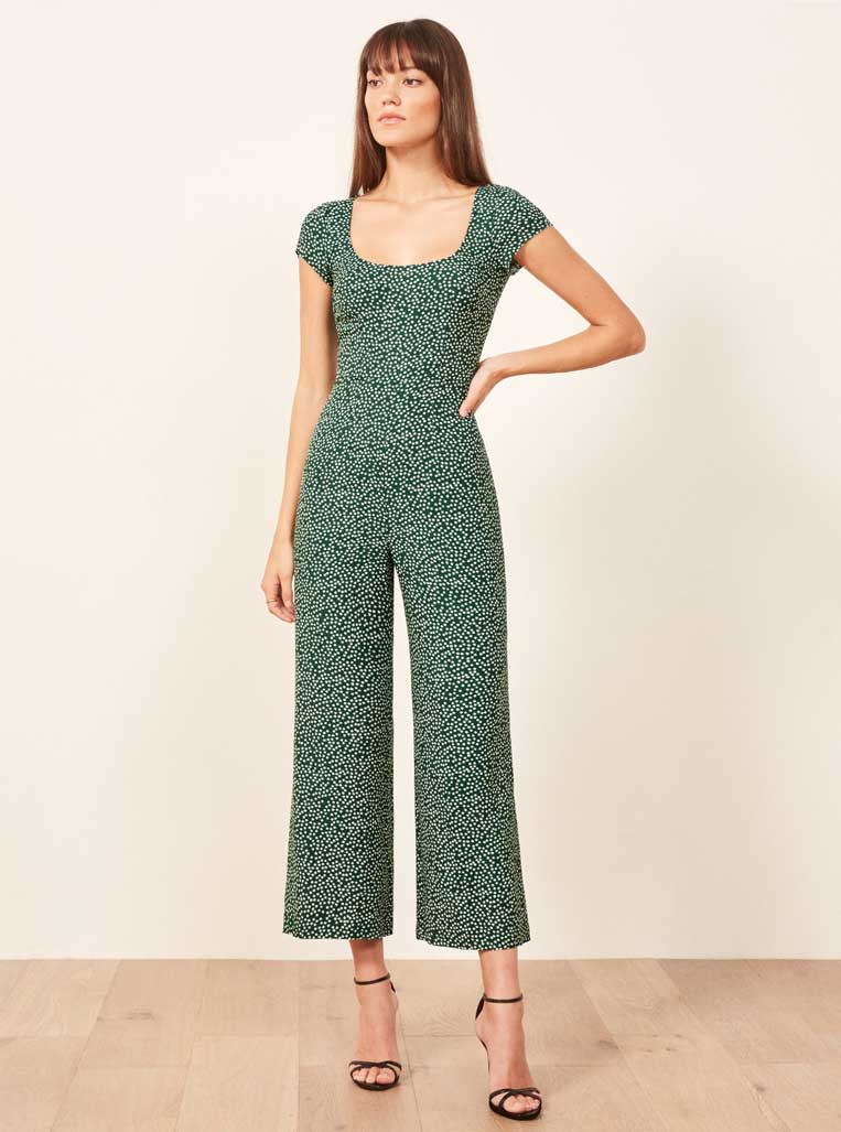 Hailee Steinfeld’s green print jumpsuit. (Photo: The Reformation)