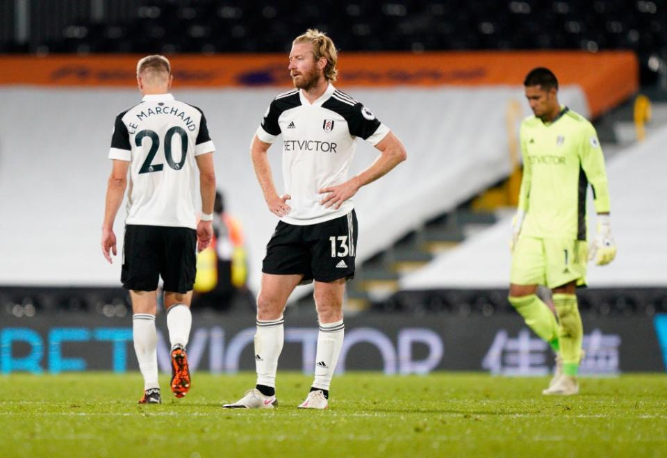 Tim Ream of Fulham looks dejected following defeat to Aston Villa (Getty)