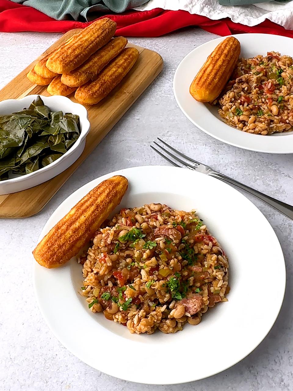 Serve Black-Eyed Pea Jambalaya with a side of greens and cornbread for as perfect for New Year’s or Carnival season meal.