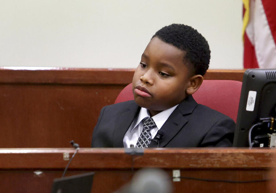 Zion Carr, 11, testifies during the murder trial of former Fort Worth police officer Aaron Dean on Dec. 5, 2022, in Fort Worth, Texas.