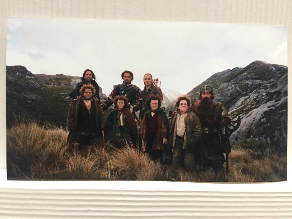 Orlando Bloom with stunt doubles for most of the remaining Fellowship. (Credit: Orlando Bloom / Facebook)