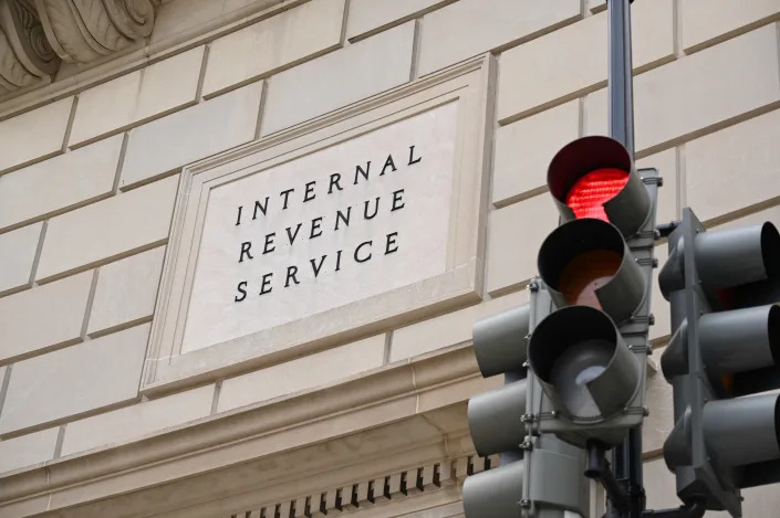 A close up of the IRS headquarters