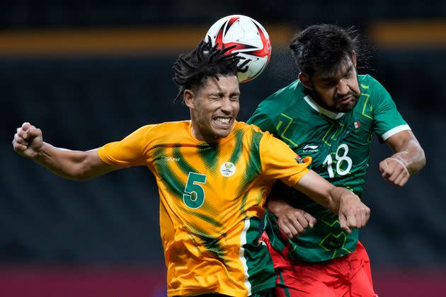 Luke Fleurs, who played on the South African national team, plays a soccer match at the 2020 Summer Olympics in Sapporo, Japan.