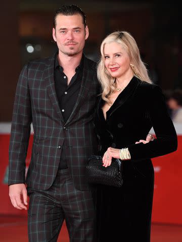 <p>Daniele Venturelli/Daniele Venturelli/WireImage</p> Christopher Backus and Mira Sorvino in October 2019 in Rome, Italy.