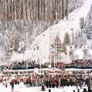 <p>Chairman Walt Disney was in charge of the pageantry of the opening and closing ceremonies; Vice President Richard Nixon opened the Games officially and speed skater Kenneth Henry lit the flame. The Olympic Hymn, composed by Spyridon Samaras with lyrics by poet Kostis Palamas for the 1896 Games, becomes the official anthem. </p>