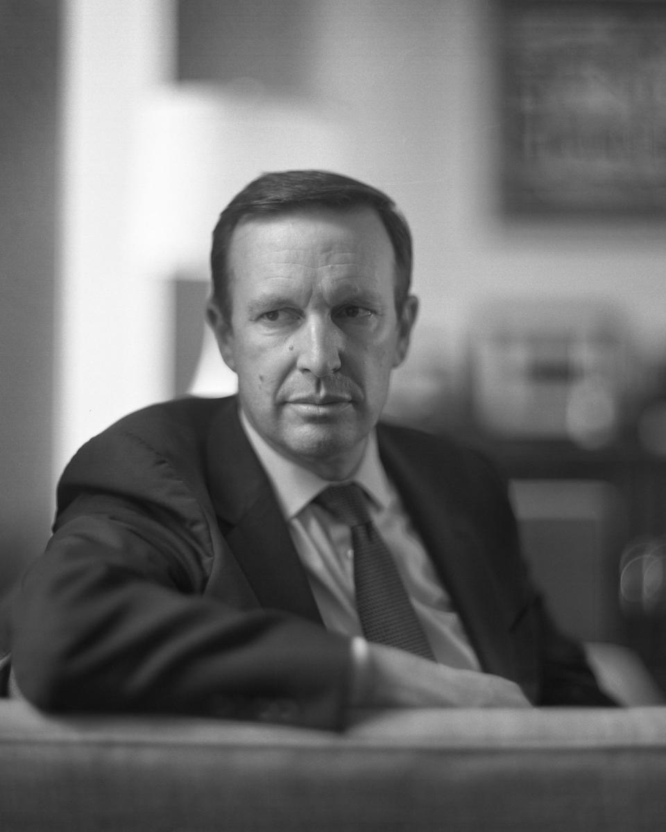 Senator Chris Murphy, D-Conn., sits for a portrait in his office in the Hart Senate Office Building on Thursday, May 9, 2024. (Frank Thorp V / NBC News)