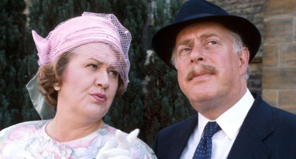 Keeping up appearances actor dies: Clive Swift (right) starred alongside Patricia Routledge (left) as long suffering husband Richard Bucket in the BBC comedy 'Keeping up appearances'. 
