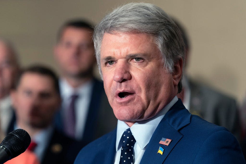 Rep. Michael McCaul, R-Texas, speaks during a Republican news conference ahead of the State of the Union, March 1, 2022, on Capitol Hill in Washington.