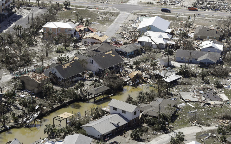 Daños del huracán Michael en Mexico Beach, Fla. (AP Photo/Chris O’Meara)