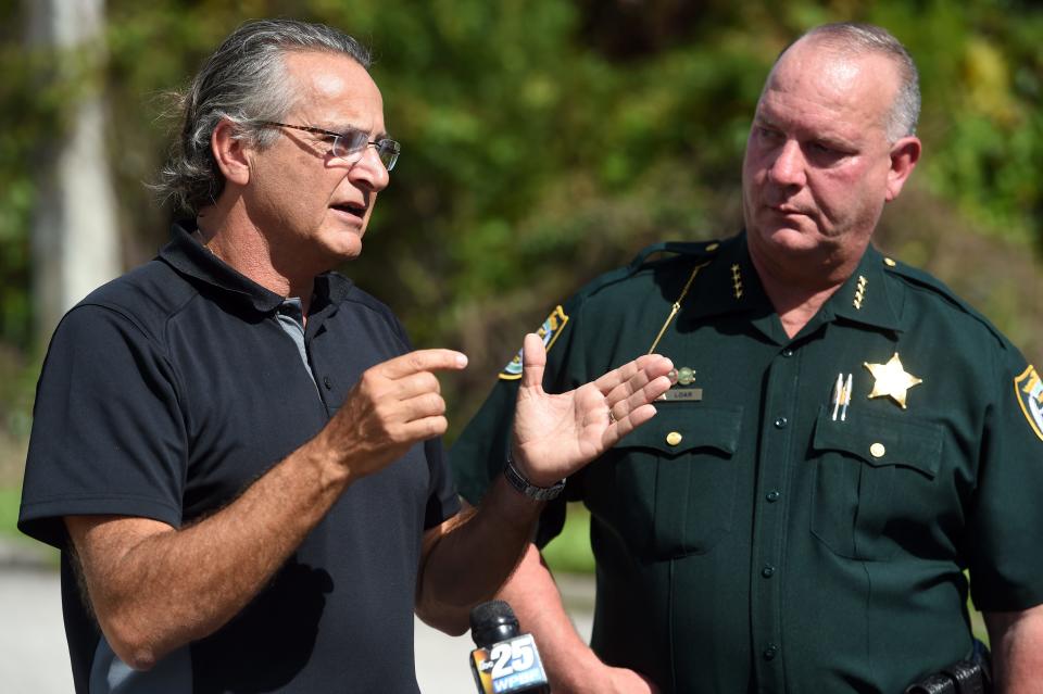 Patrick Tomassi speaks to the media on Wednesday, Oct. 30, 2019, during a press conference with Indian River County Sheriff Deryl Loar and detective Greg Farless (not pictured) concerning new details in the 2018 disappearance of Tomassi's wife, Susy Tomassi. A new video was released by the Indian River County Sheriff's Office in hopes that new tips will come in from the public.