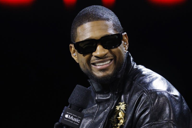 Usher talks about his upcoming halftime show performance at Super Bowl LVIII on Sunday in Las Vegas during a news conference Thursday at the Mandalay Bay Convention Center. Photo by John Angelillo/UPI