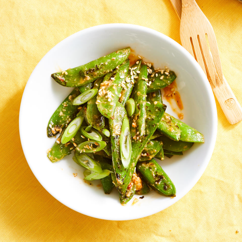 Grilled Snap Peas with Chile-Miso Butter