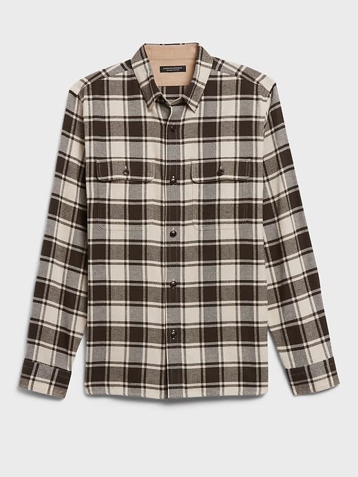 Black and white plaid Banana Republic Heavy Flannel Shirt Jacket